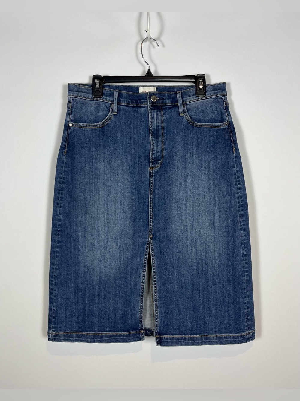 Driftwood Blue Denim Midi Skirt Front-Slit Style Women’s Size 32